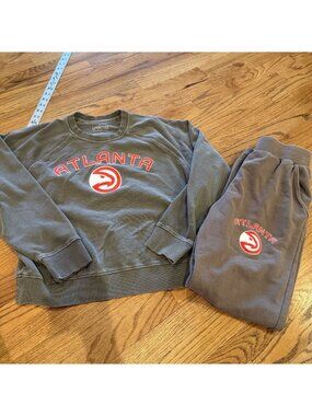 ATLANTA HAWKS WOMENS GRAY JOGGER SET SPORTIQE MEDIUM LARGE